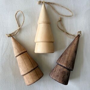 West Elm Christmas Tree Wood Ornaments - Set of 3
